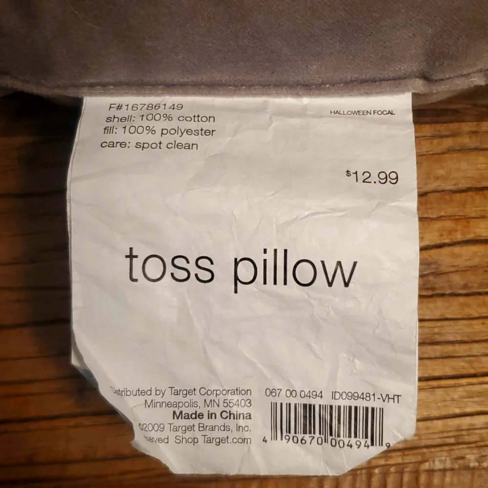 Target Halloween focal gray toss pillow with black rhinestones decor